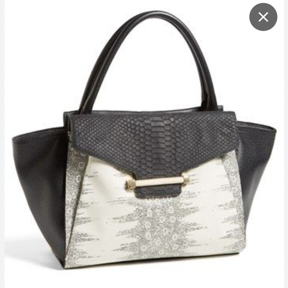Vince Camuto Handbags - Vince Camuto Julia Satchel White And Black Bag